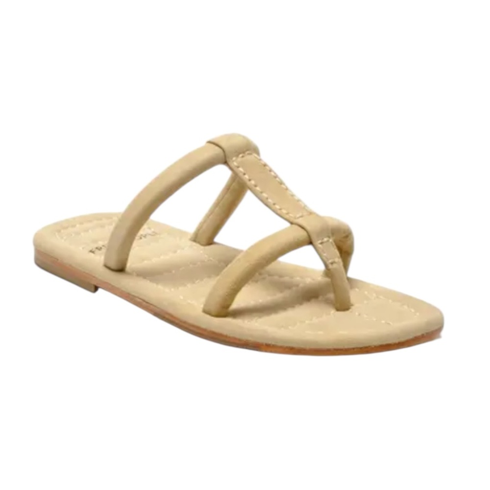NEW Free People Hadden Slide Suede Sandal Thong Strap Cushion Sole Beige Size 8